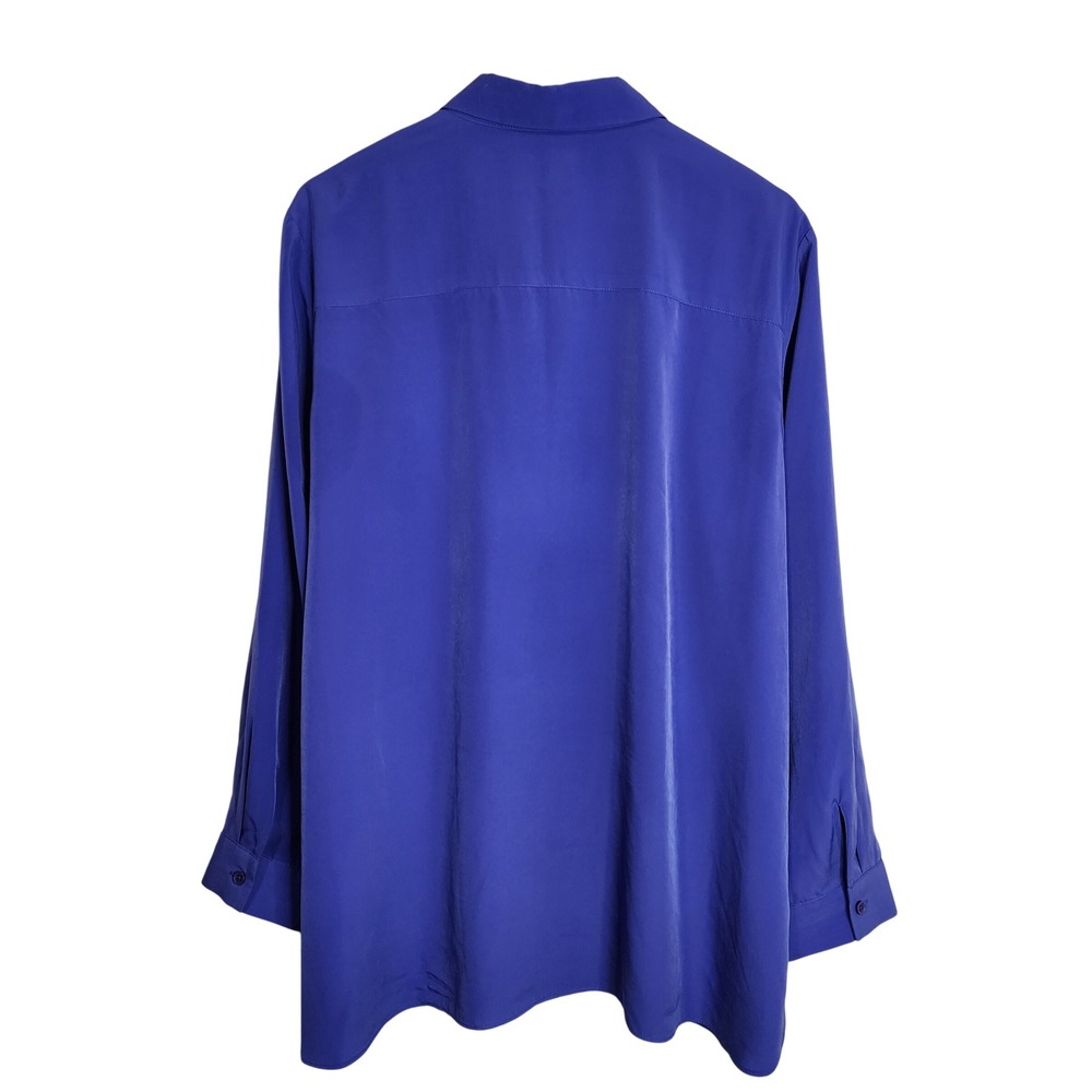 Chico's Blouse Women 3 Blue Long Sleeve Button Cuff Pullover Tunic Top - Picture 2 of 5